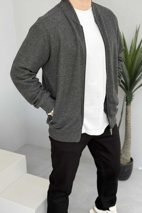 ONE COLOR SIMPLE MEN JACKET DARK GREY/GEE - KLAUDIO FASHION