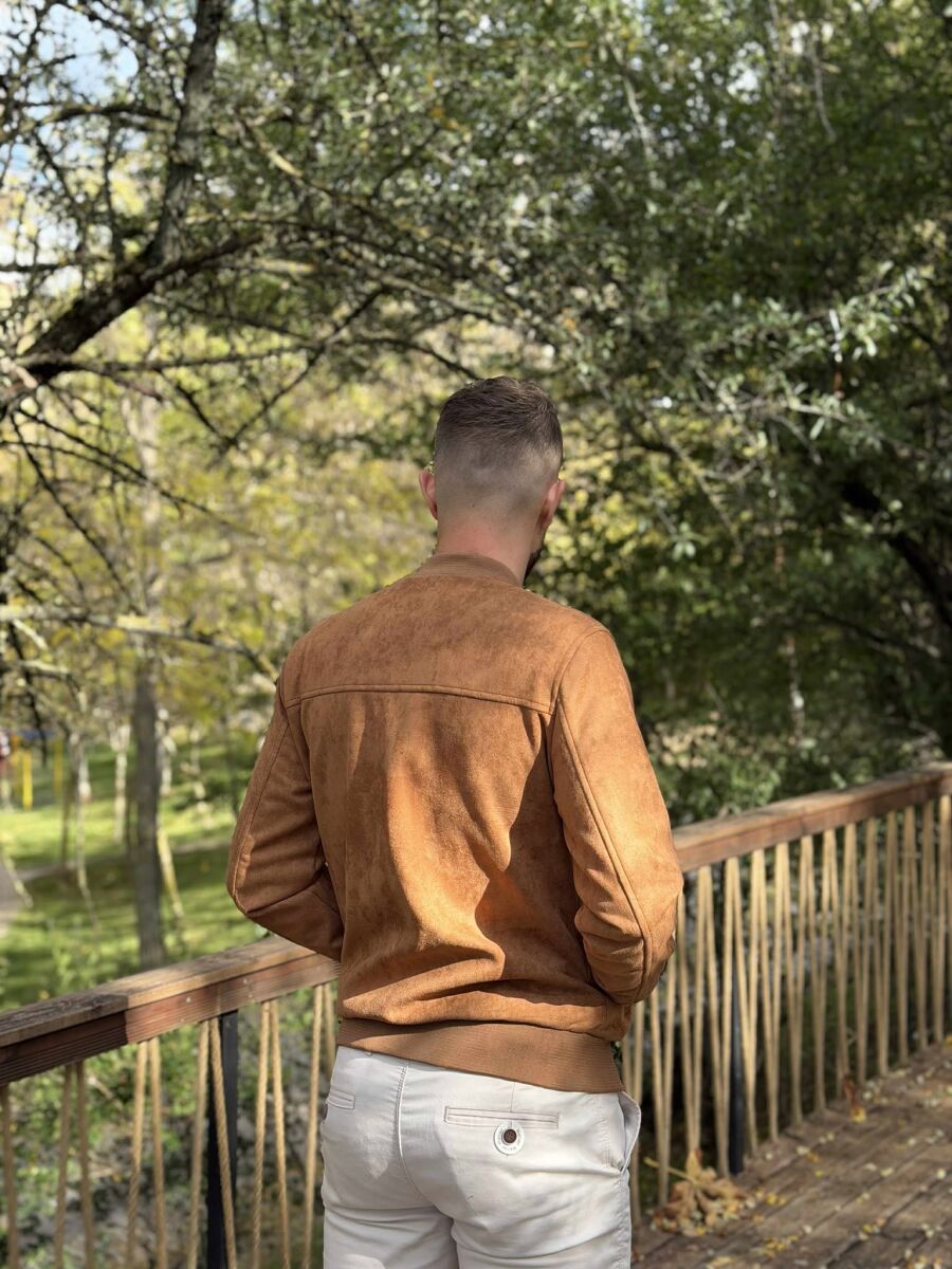 ONE COLOR SIMPLE MEN JACKET LIGHT BROWN/KAZB - 3