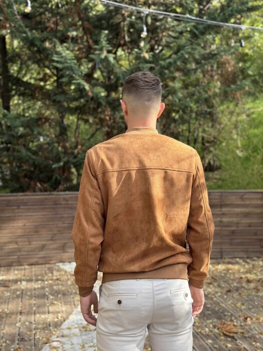 ONE COLOR SIMPLE MEN JACKET LIGHT BROWN/KAZB - 4