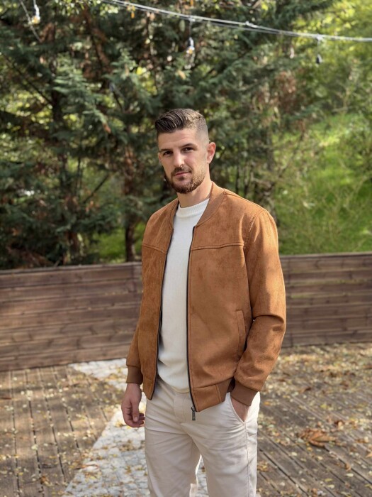 ONE COLOR SIMPLE MEN JACKET LIGHT BROWN/KAZB - 6