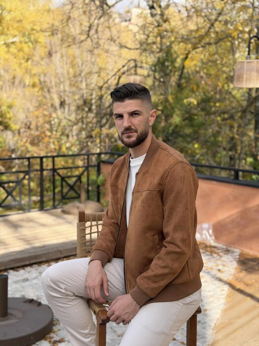 ONE COLOR SIMPLE MEN JACKET LIGHT BROWN/KAZB - 7