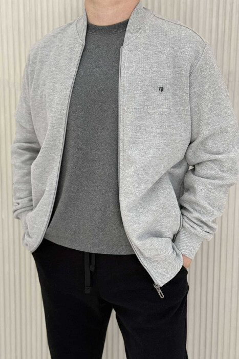 ONE COLOR SIMPLE MEN JACKET LIGHT GREY/GZ - KLAUDIO FASHION