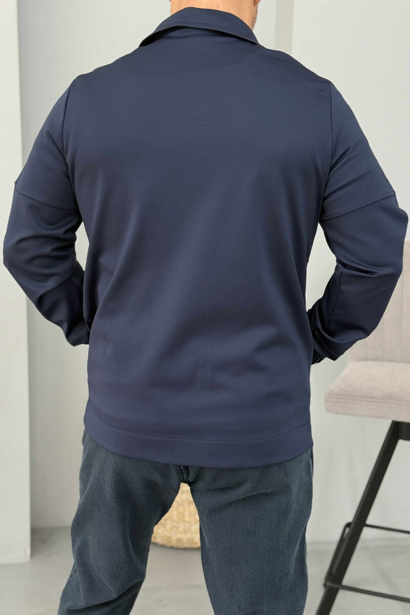 ONE COLOR SIMPLE MEN JACKETS DARK BLUE/BEE - 3