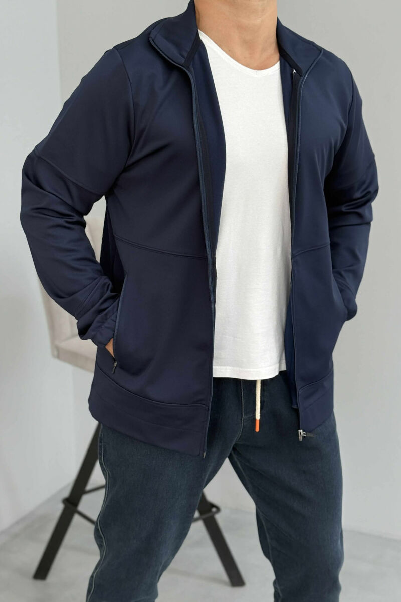 ONE COLOR SIMPLE MEN JACKETS DARK BLUE/BEE - 1