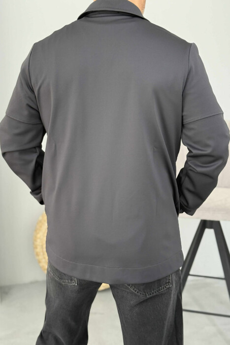 ONE COLOR SIMPLE MEN JACKETS DARK GREY/GEE - 4