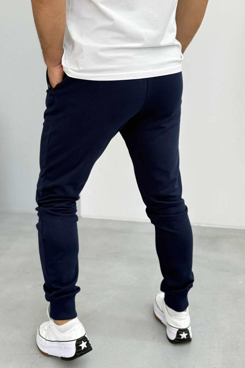 ONE COLOR SIMPLE MEN JOGGERS DARK BLUE/BEE - 2