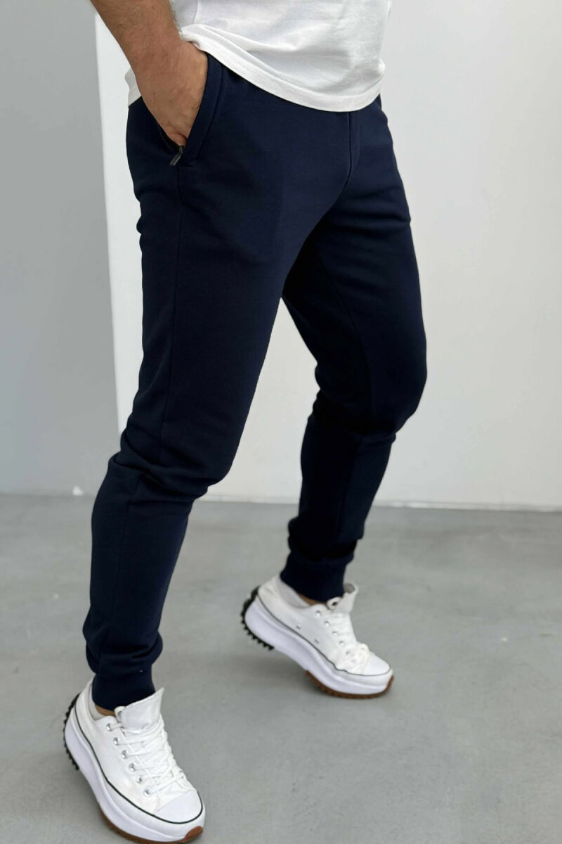 ONE COLOR SIMPLE MEN JOGGERS DARK BLUE/BEE - 3