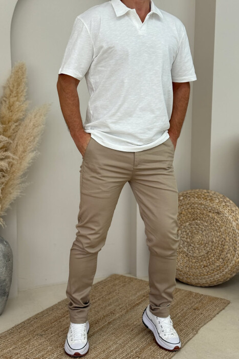 ONE COLOR SIMPLE MEN PANTS BEIGE/BEZHE 