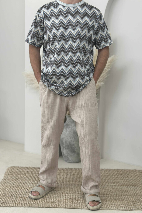 ONE COLOR SIMPLE MEN PANTS BEIGE/BEZHE 