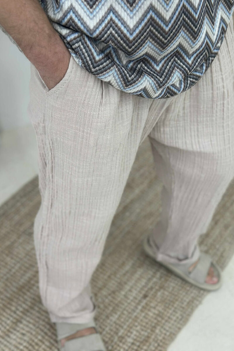 ONE COLOR SIMPLE MEN PANTS BEIGE/BEZHE - 2