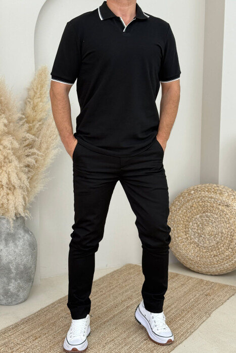 ONE COLOR SIMPLE MEN PANTS BLACK/ E ZEZE 
