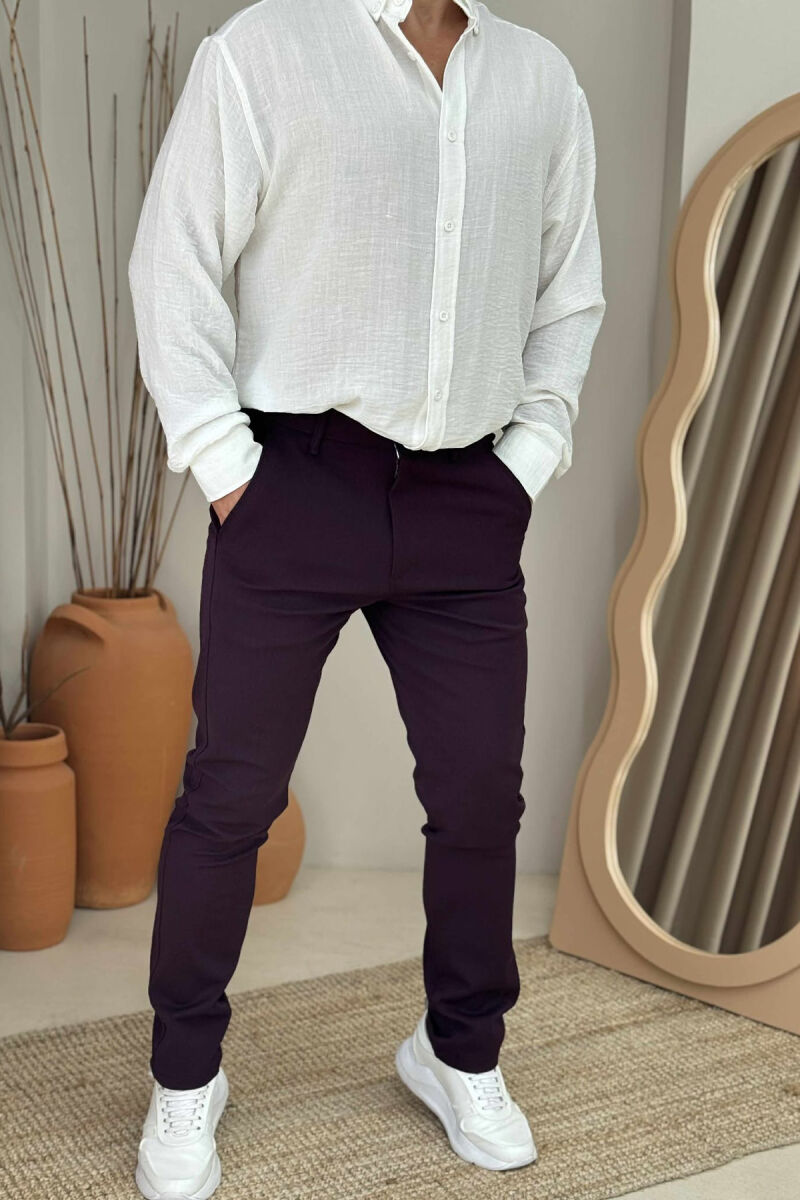ONE COLOR SIMPLE MEN PANTS BURGUNDY/VISHNJE - 1