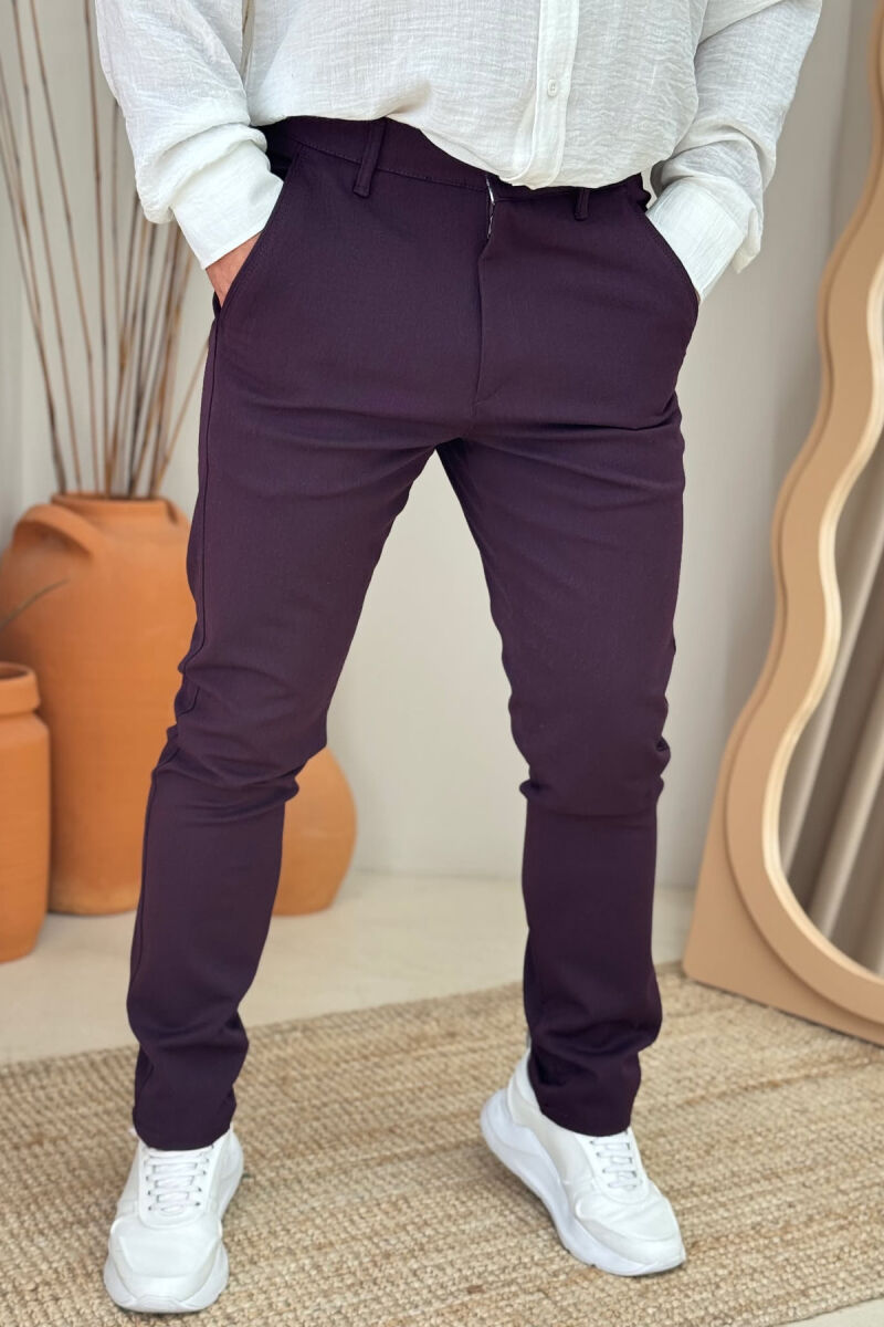 ONE COLOR SIMPLE MEN PANTS BURGUNDY/VISHNJE - 4