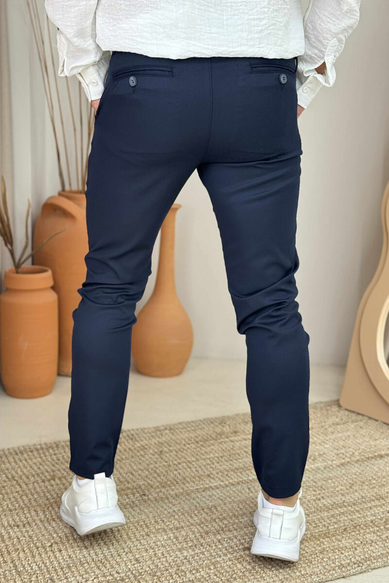 ONE COLOR SIMPLE MEN PANTS DARK BLUE/BEE - 3