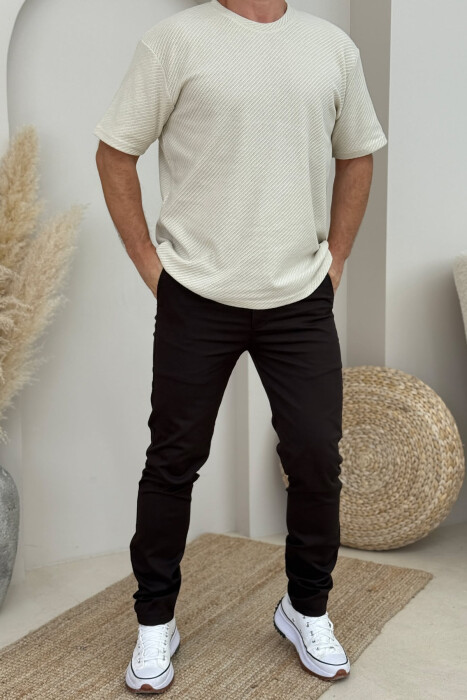 ONE COLOR SIMPLE MEN PANTS DARK BROWN/KAE 