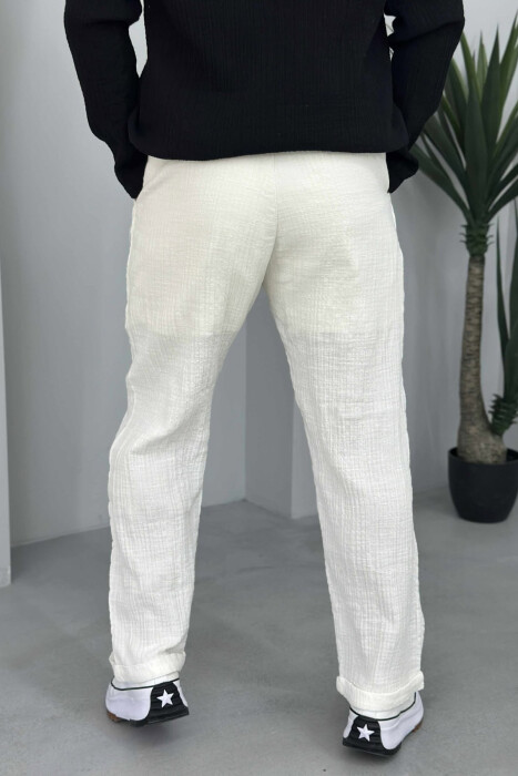 ONE COLOR SIMPLE MEN PANTS WHITE-E BARDHE - 2