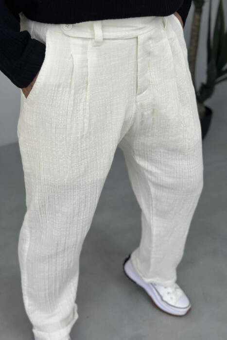 ONE COLOR SIMPLE MEN PANTS WHITE-E BARDHE - 3