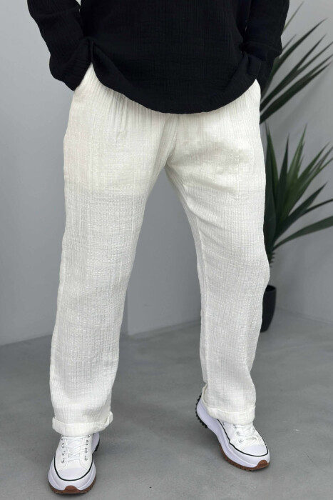 ONE COLOR SIMPLE MEN PANTS WHITE-E BARDHE - 4