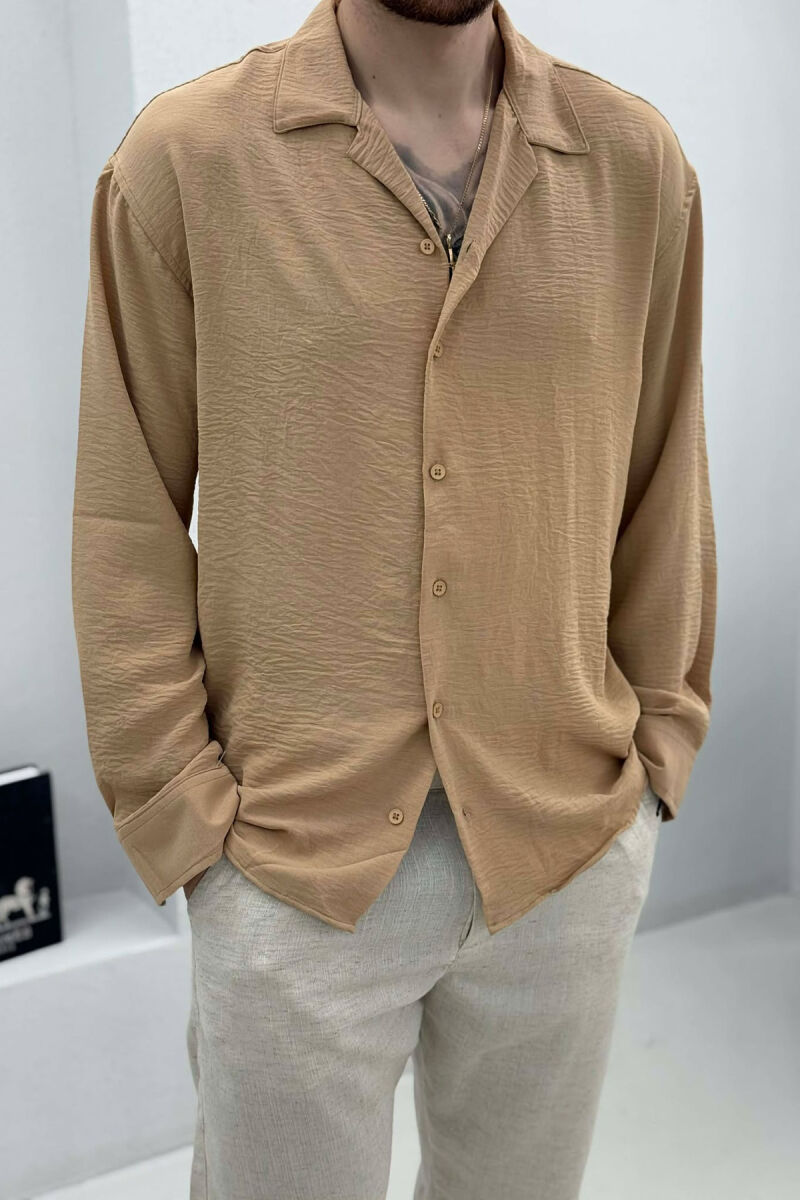 ONE COLOR SIMPLE MEN SHIRT BEIGE/BEZHE - 3