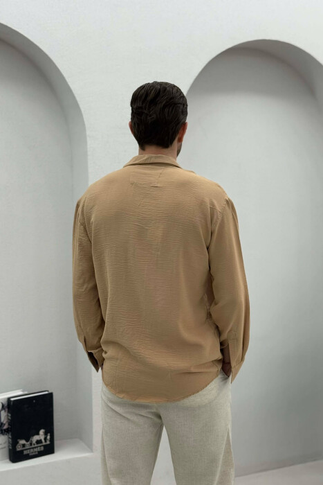 ONE COLOR SIMPLE MEN SHIRT BEIGE/BEZHE - 4