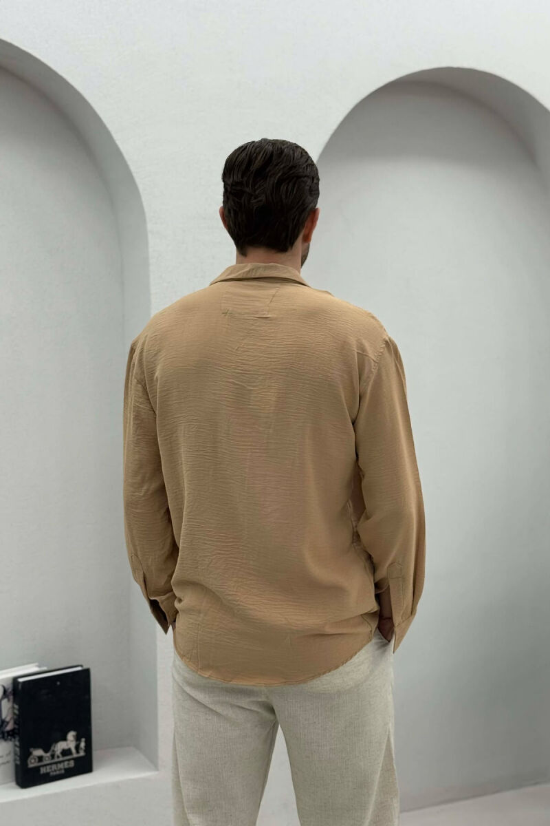 ONE COLOR SIMPLE MEN SHIRT BEIGE/BEZHE - 4
