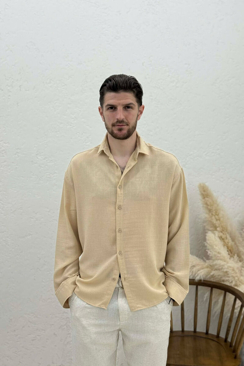 ONE COLOR SIMPLE MEN SHIRT BEIGE/BEZHE - 1
