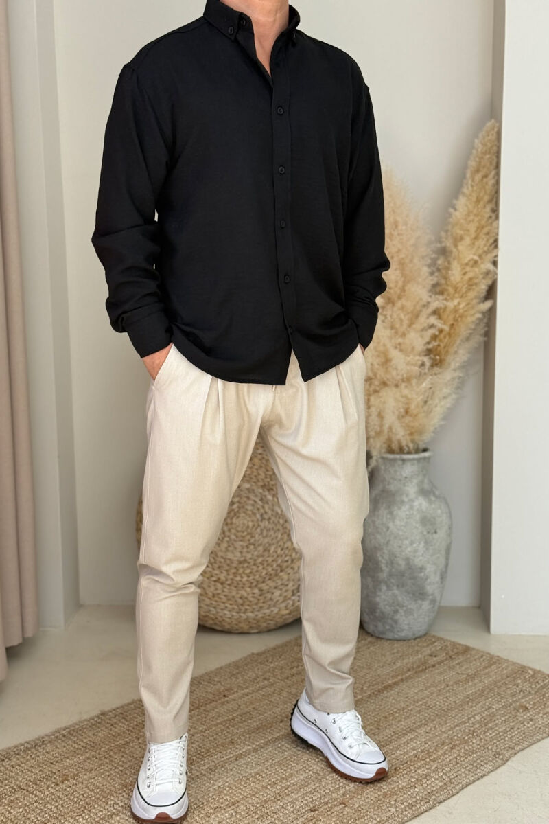 ONE COLOR SIMPLE MEN SHIRT BLACK/ E ZEZE - 2