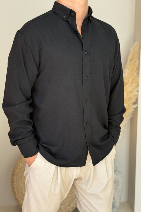 ONE COLOR SIMPLE MEN SHIRT BLACK/ E ZEZE - 1