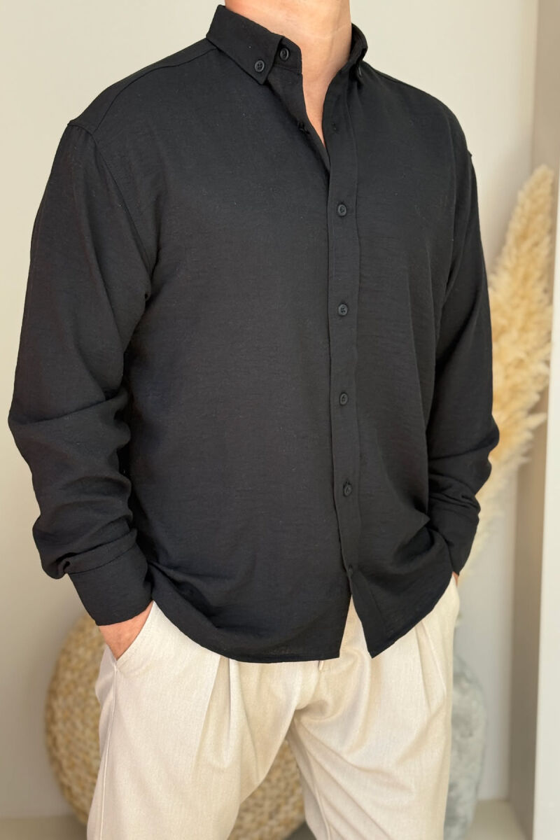 ONE COLOR SIMPLE MEN SHIRT BLACK/ E ZEZE - 1