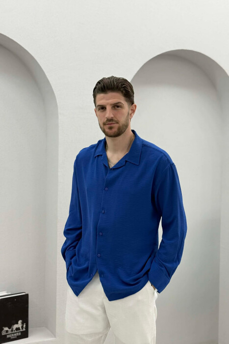 ONE COLOR SIMPLE MEN SHIRT BLUE/BLU 