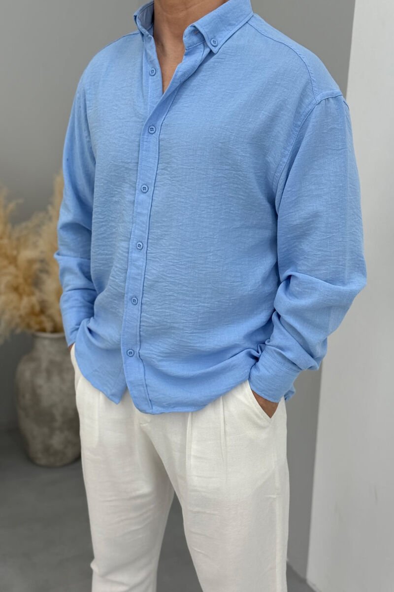 ONE COLOR SIMPLE MEN SHIRT BLUE/BLU - 2
