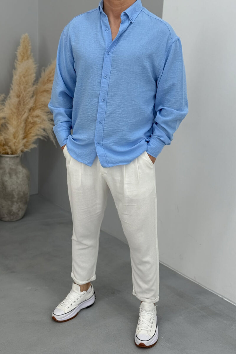 ONE COLOR SIMPLE MEN SHIRT BLUE/BLU - 3