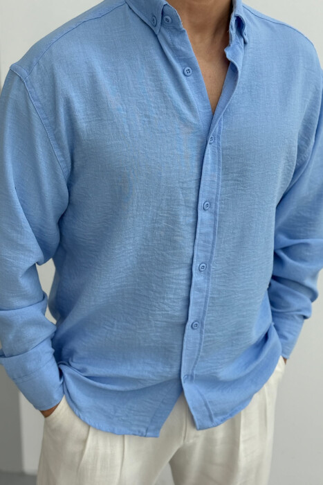 ONE COLOR SIMPLE MEN SHIRT BLUE/BLU - 1