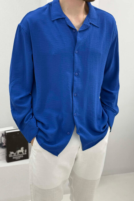 ONE COLOR SIMPLE MEN SHIRT BLUE/BLU - 2