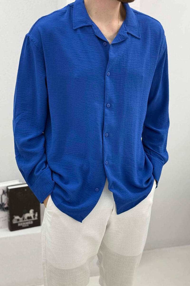 ONE COLOR SIMPLE MEN SHIRT BLUE/BLU - 2
