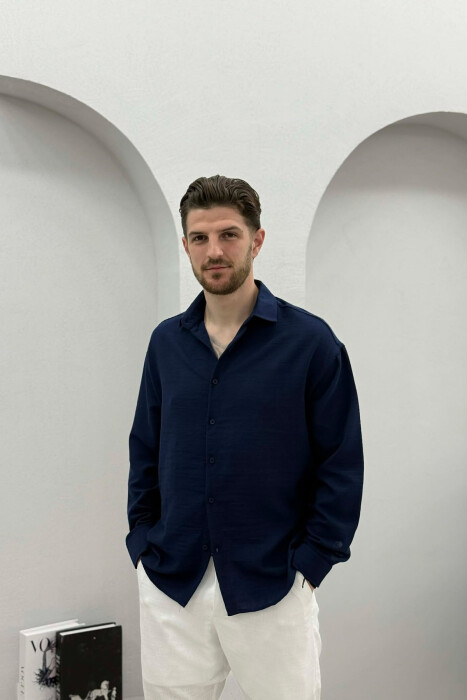 ONE COLOR SIMPLE MEN SHIRT BLUE/BLU - 1