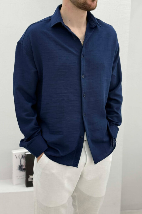 ONE COLOR SIMPLE MEN SHIRT BLUE/BLU - 2