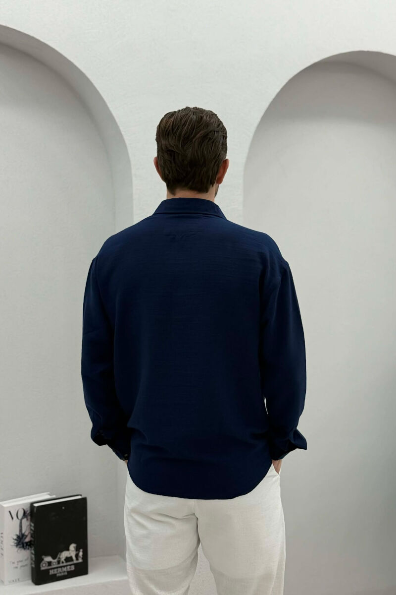 ONE COLOR SIMPLE MEN SHIRT BLUE/BLU - 4