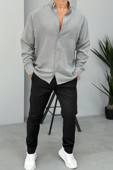 ONE COLOR SIMPLE MEN SHIRT GREY/GRI - 2