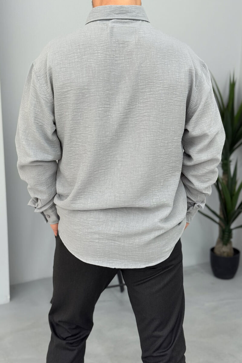 ONE COLOR SIMPLE MEN SHIRT GREY/GRI - 3