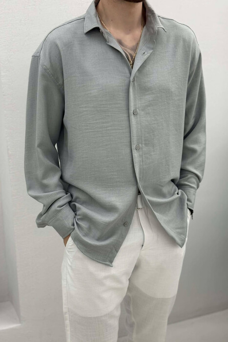 ONE COLOR SIMPLE MEN SHIRT GREY/GRI - 3