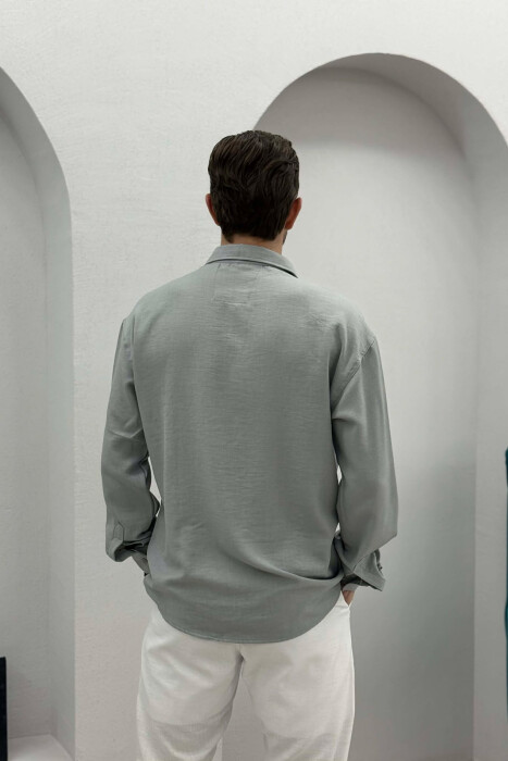 ONE COLOR SIMPLE MEN SHIRT GREY/GRI - 4