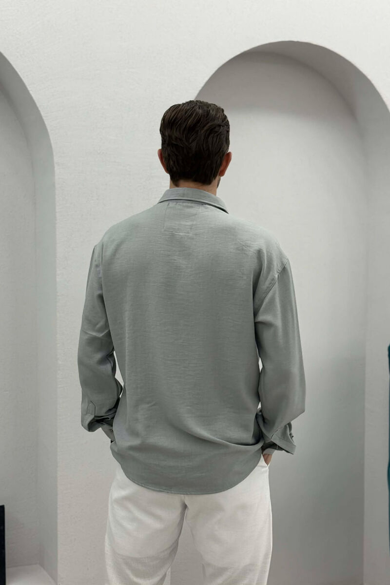 ONE COLOR SIMPLE MEN SHIRT GREY/GRI - 4