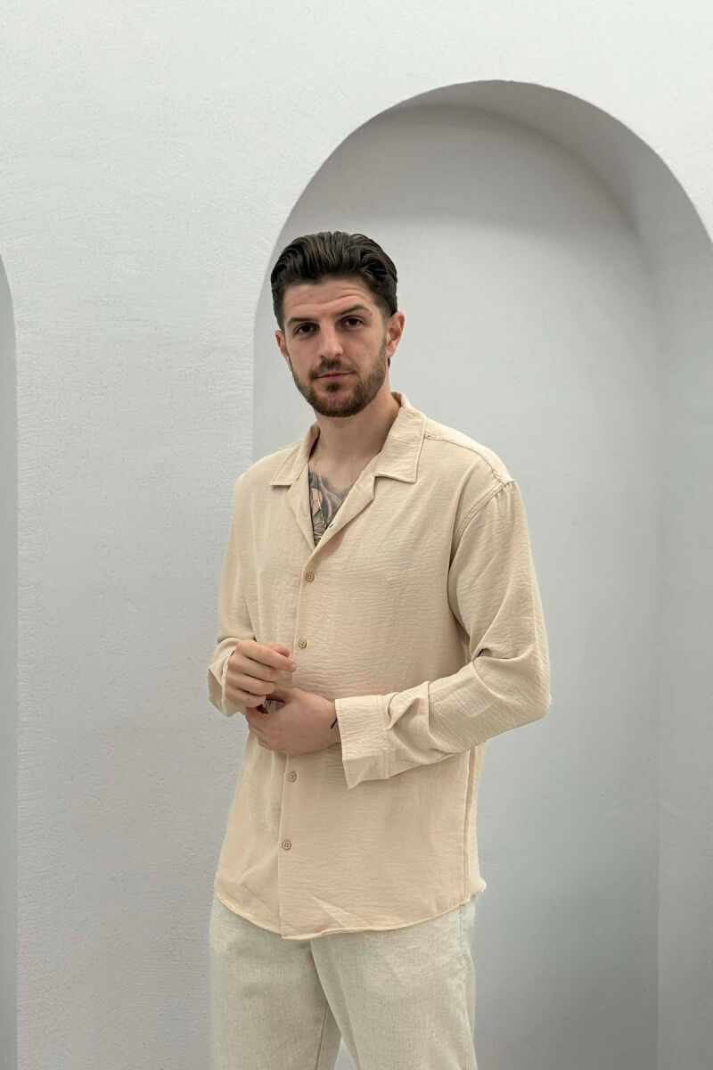 ONE COLOR SIMPLE MEN SHIRT LIGHT BEIGE/BZHZB - 1