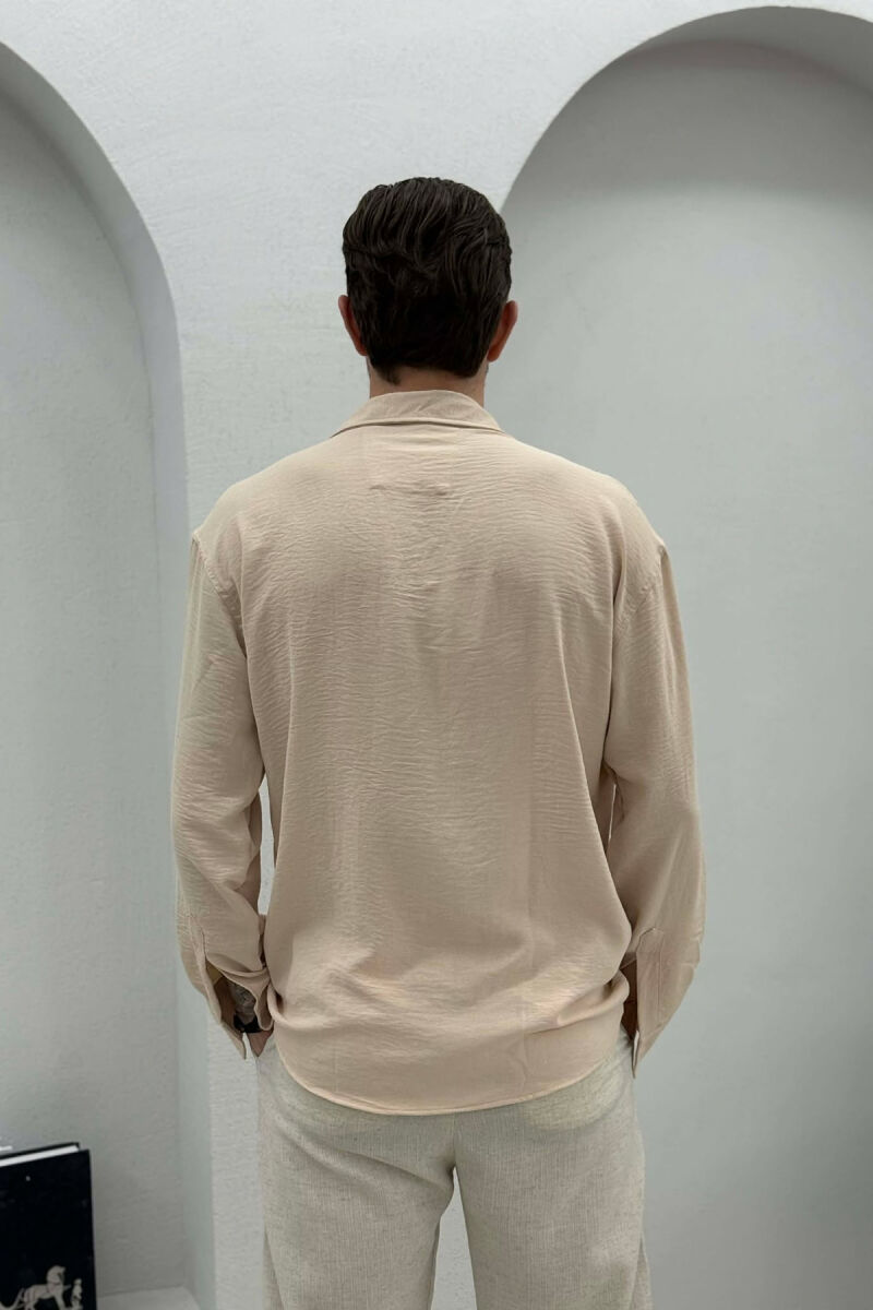 ONE COLOR SIMPLE MEN SHIRT LIGHT BEIGE/BZHZB - 4