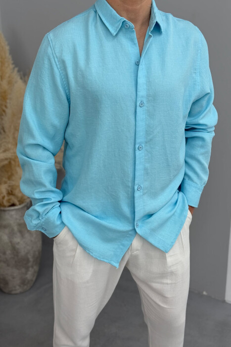 ONE COLOR SIMPLE MEN SHIRT LIGHTBLUE/BZ - 1