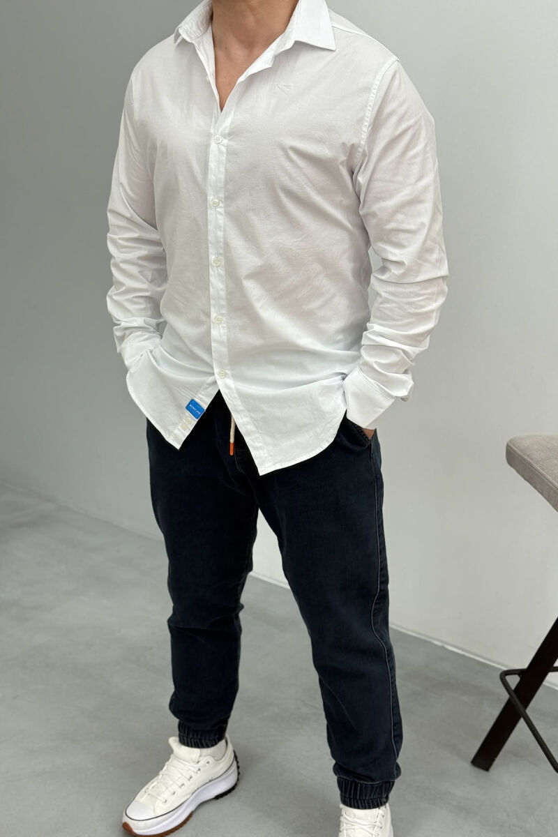 ONE COLOR SIMPLE MEN SHIRT WHITE-E BARDHE - 1