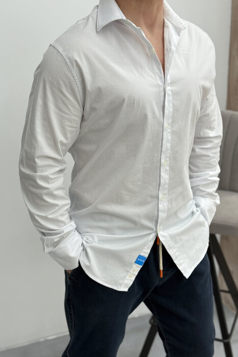 ONE COLOR SIMPLE MEN SHIRT WHITE-E BARDHE - 2