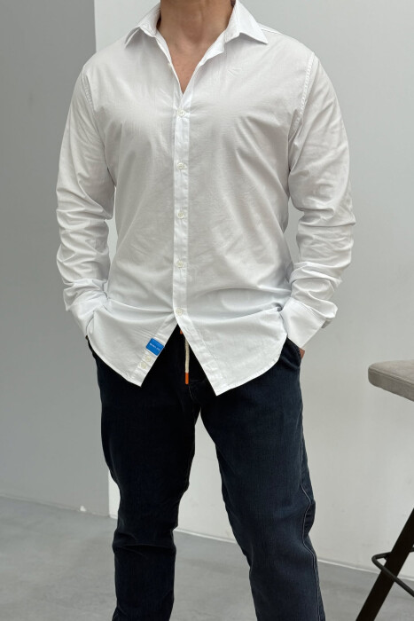 ONE COLOR SIMPLE MEN SHIRT WHITE-E BARDHE - 4