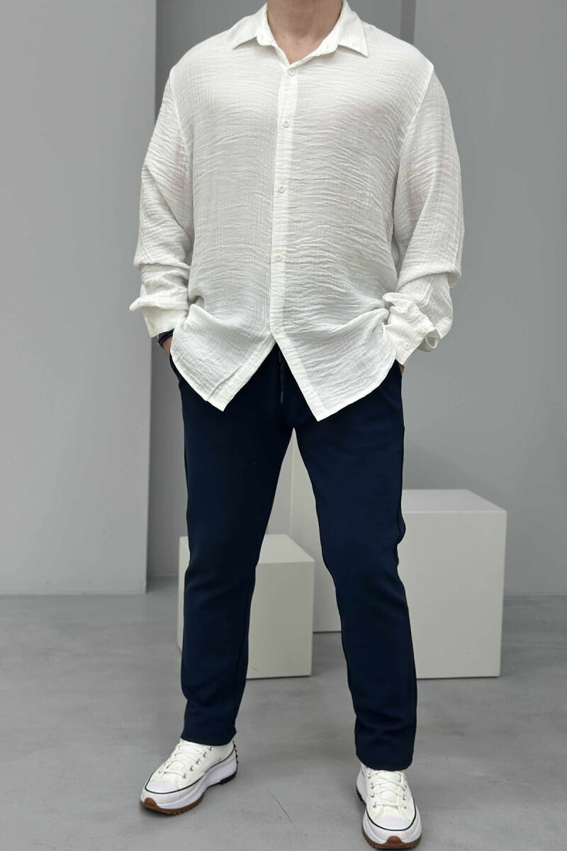 ONE COLOR SIMPLE MEN SHIRT WHITE-E BARDHE - 1